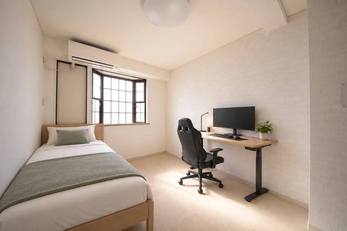 Room with proposed work and sleep setup